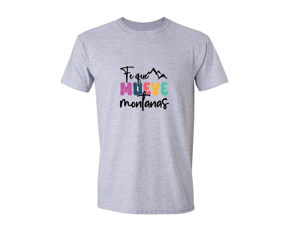 brand:Generic|color:Sports Grey / Athletic Heather|Fe Que Mueve Montanas Design 2 Graphic T-Shirt