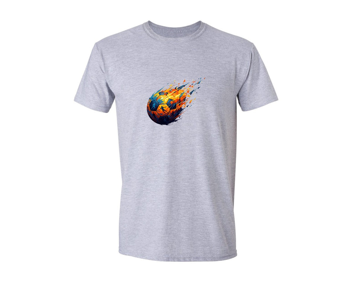 brand:Generic|color:Sports Grey / Athletic Heather|Explosive Soccer Ball Design Graphic T-Shirt