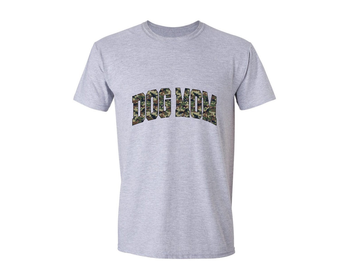 brand:Generic|color:Sports Grey / Athletic Heather|Retro Camo Dog Mom Camouflage Dog Mama Graphic T-Shirt