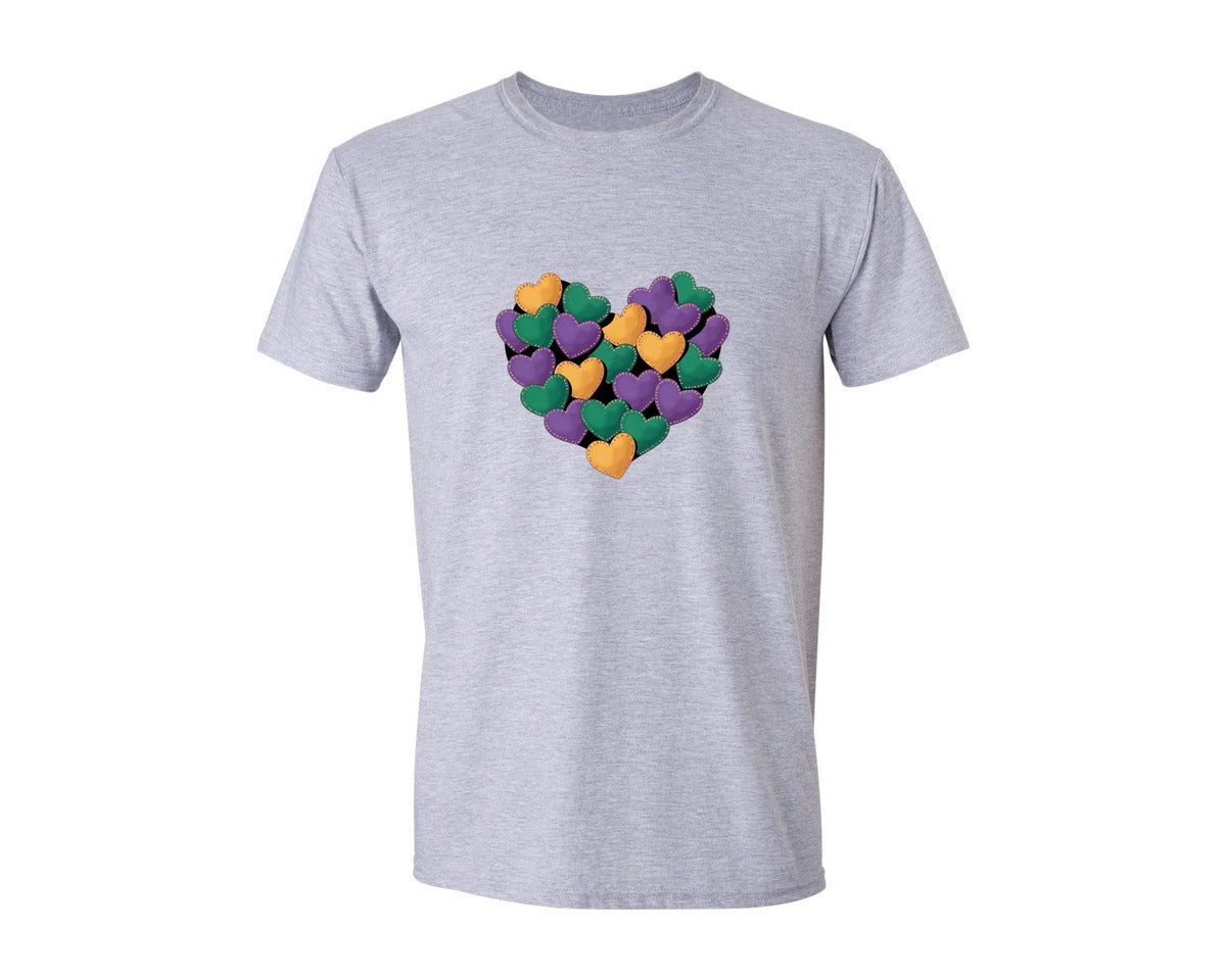 brand:Generic|color:Sports Grey / Athletic Heather|Mardi Gras Heart Painted Carnival S 3 Graphic T-Shirt
