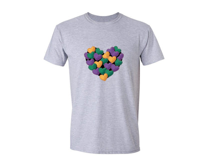 brand:Generic|color:Sports Grey / Athletic Heather|Mardi Gras Heart Painted Carnival S 3 Graphic T-Shirt