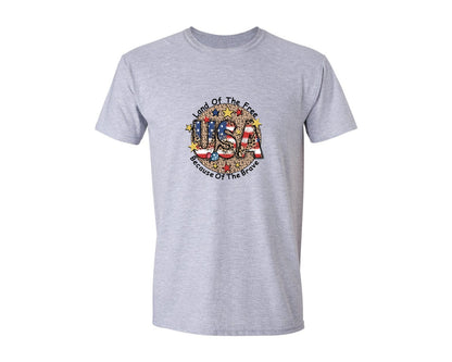 brand:Generic|color:Sports Grey / Athletic Heather|Usa Leopard Patriotic Graphic T-Shirt