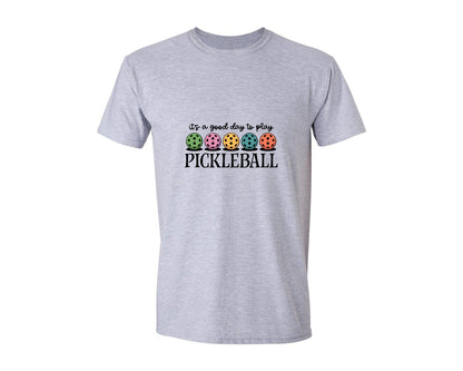 brand:Generic|color:Sports Grey / Athletic Heather|Its A Good Day To Play Pickleball Graphic T-Shirt