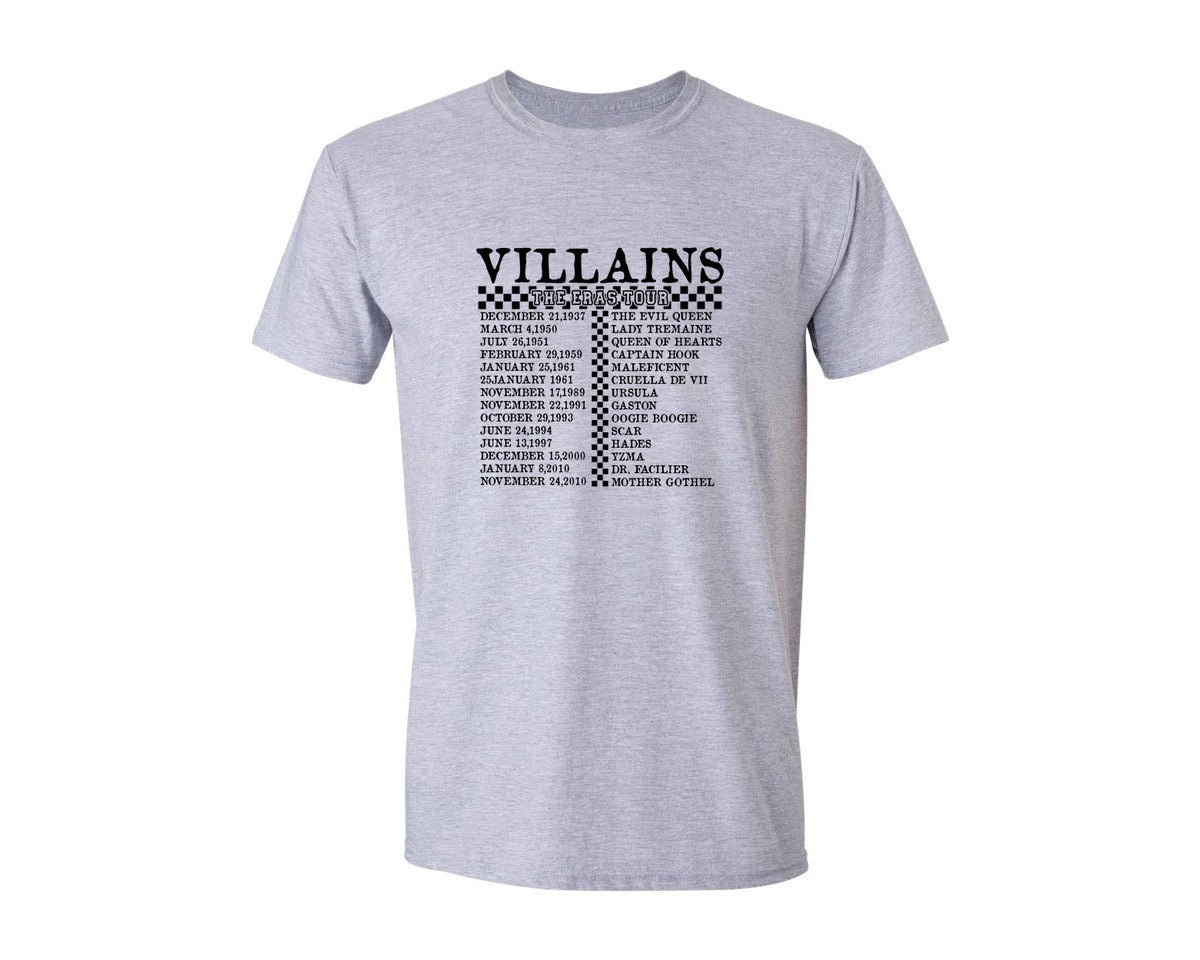 brand:Generic|color:Sports Grey / Athletic Heather|Villains The Eras Tour Villains Designs Graphic T-Shirt