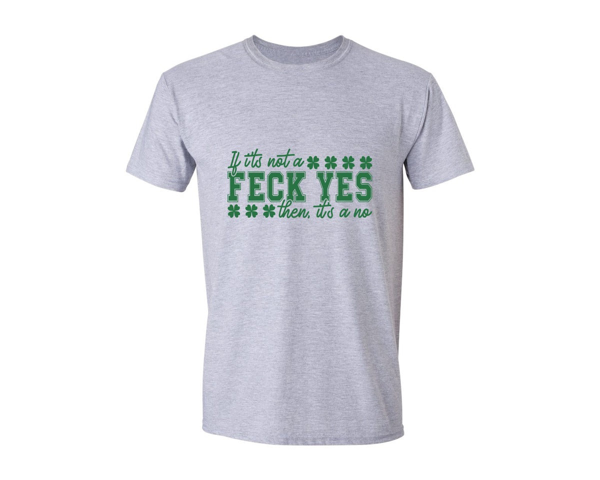 brand:Generic|color:Sports Grey / Athletic Heather|Feck Yes St Patricks Day Graphic T-Shirt