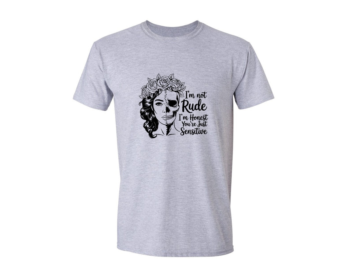 brand:Generic|color:Sports Grey / Athletic Heather|Im Not Rude Honest Not Rude Quote Graphic T-Shirt