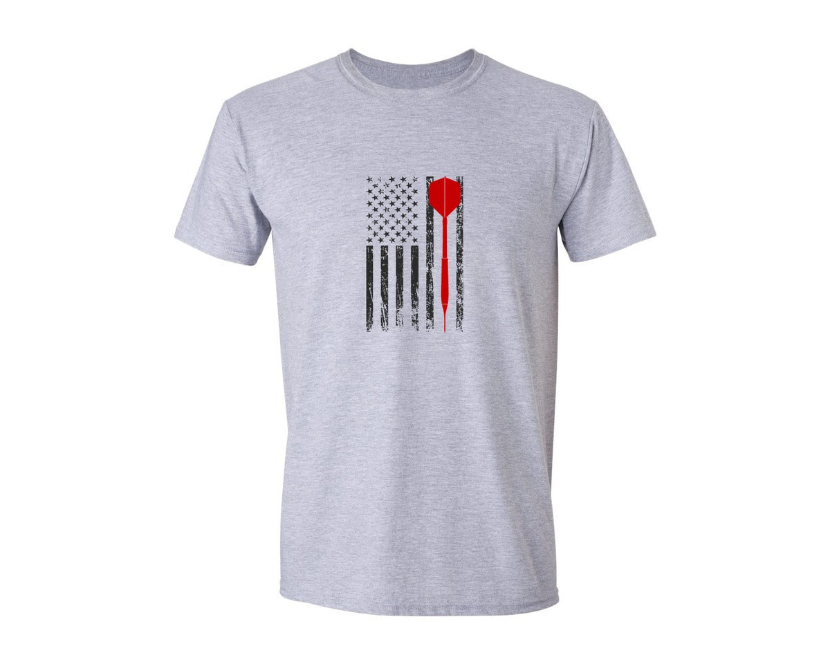 brand:Generic|color:Sports Grey / Athletic Heather|American Flag Darts T Shirt Design Graphic T-Shirt
