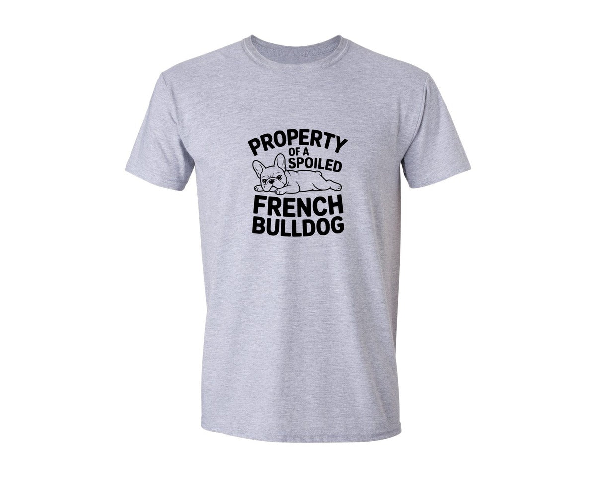 brand:Generic|color:Sports Grey / Athletic Heather|Property Of A Spoiled French Bulldog Graphic T-Shirt