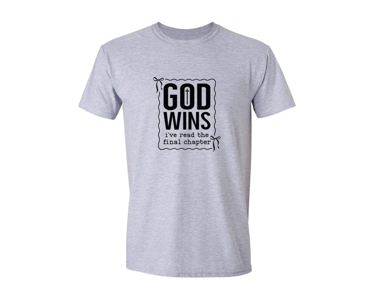 brand:Generic|color:Sports Grey / Athletic Heather|God Wins Christian Bible Graphic T-Shirt