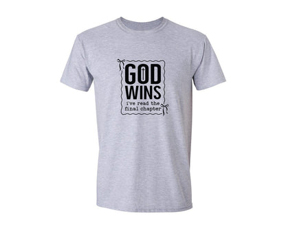 brand:Generic|color:Sports Grey / Athletic Heather|God Wins Christian Bible Graphic T-Shirt