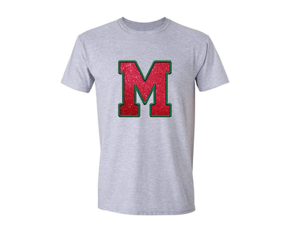 brand:Generic|color:Sports Grey / Athletic Heather|Faux Embroidery Sequin Letters Graphic T-Shirt