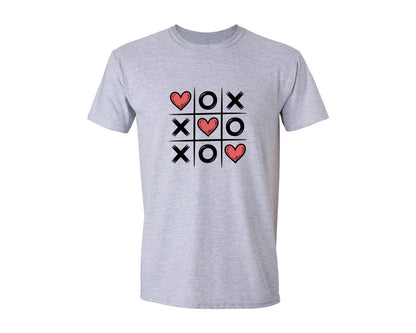 brand:Generic|color:Sports Grey / Athletic Heather|Valentine Tic Tac Toe Heart Game Graphic T-Shirt