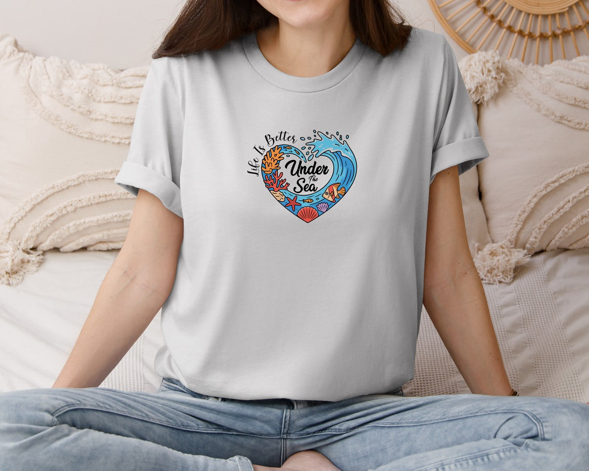 brand:Bella Canvas|color:Sports Grey / Athletic Heather|Life Is Better Under The Sea Design 3 Graphic T-Shirt