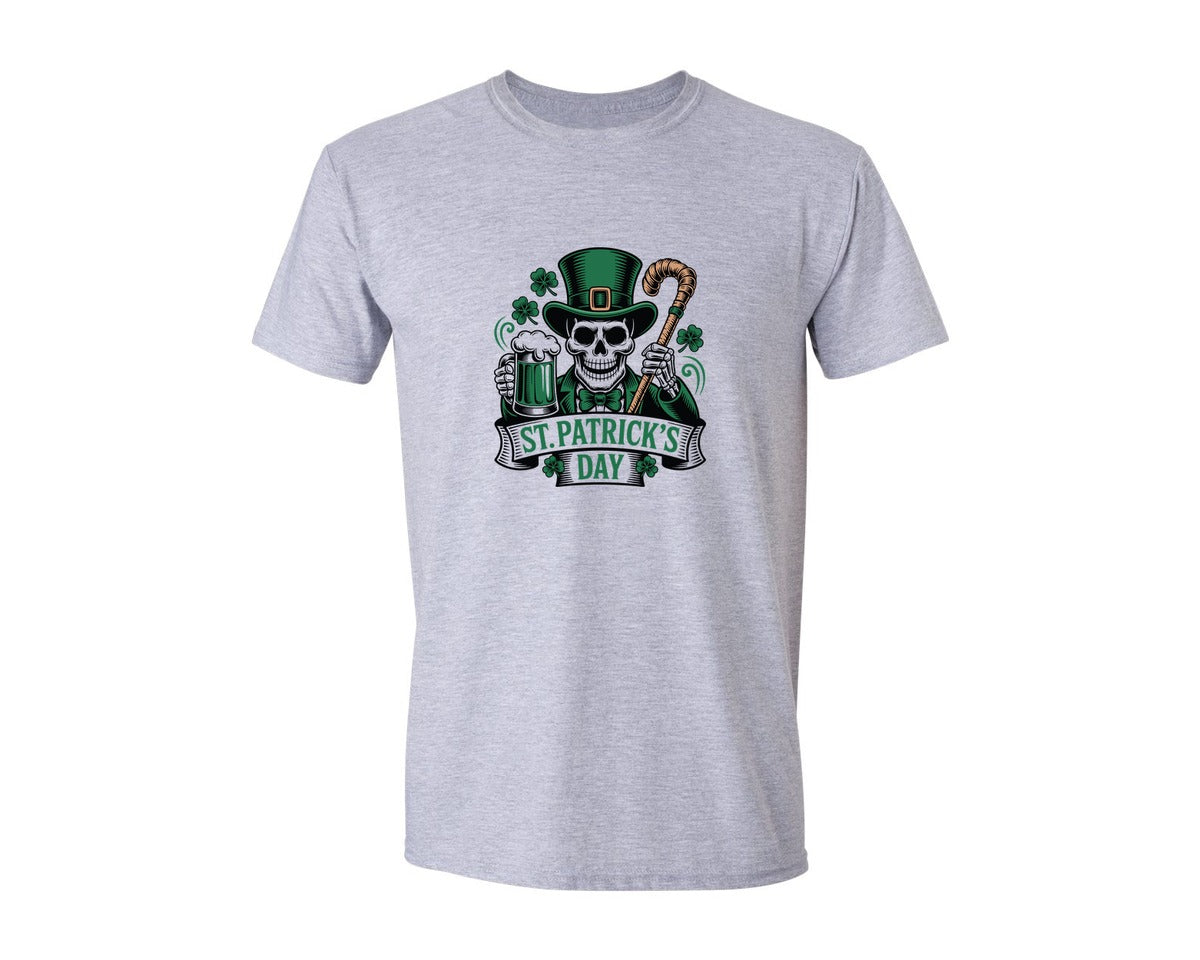 brand:Generic|color:Sports Grey / Athletic Heather|St Patricks Day Skull 2 Graphic T-Shirt