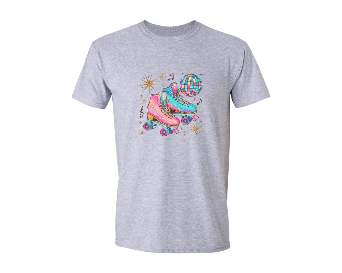 brand:Generic|color:Sports Grey / Athletic Heather|Retro 80S Roller Skates Graphic T-Shirt