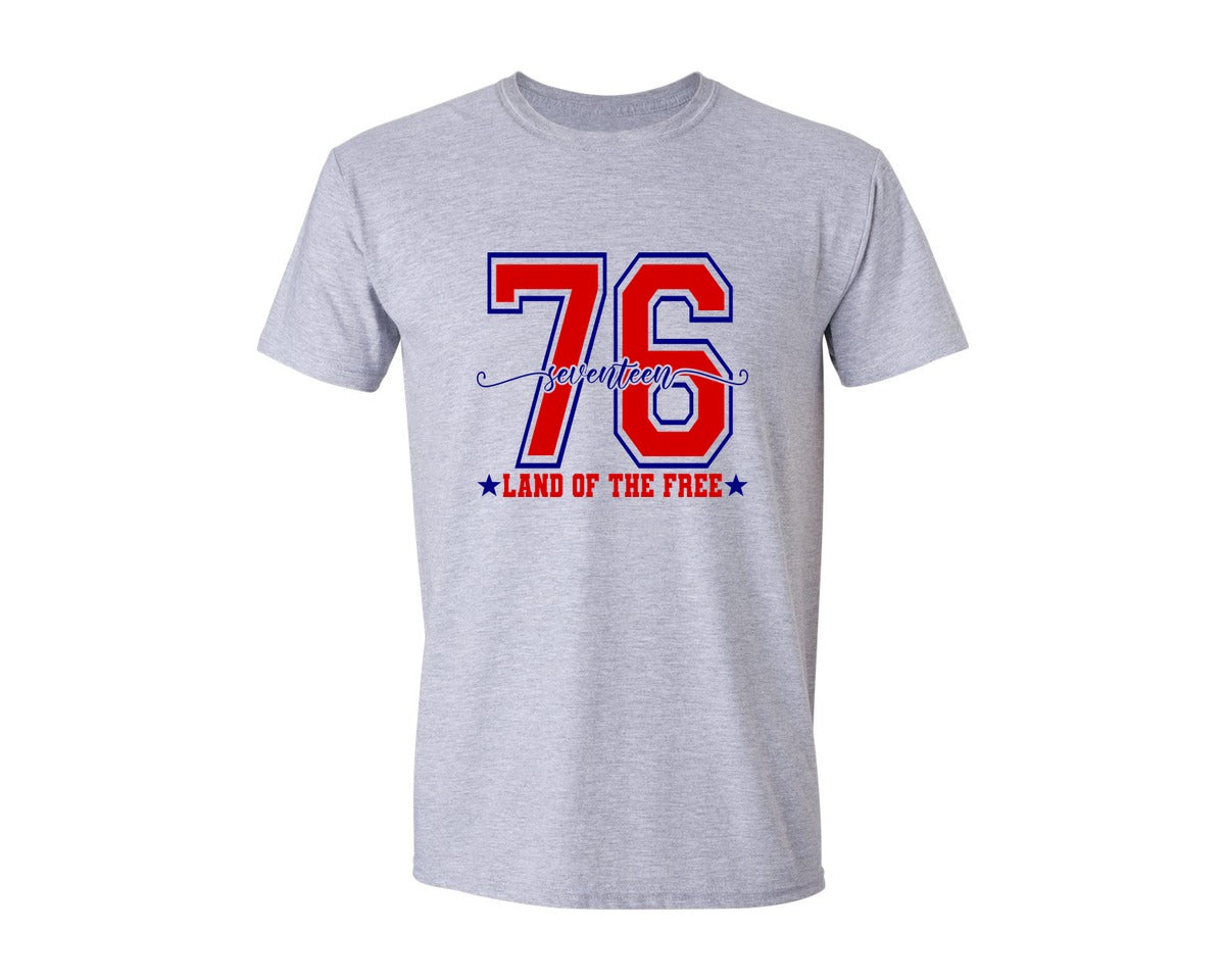brand:Generic|color:Sports Grey / Athletic Heather|America 1776 Land Of The Free 4Th O July Graphic T-Shirt