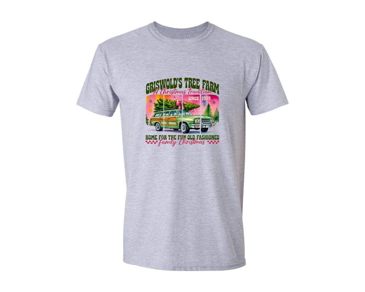 brand:Generic|color:Sports Grey / Athletic Heather|Griswolds Tree Farm Christmas Tree Graphic T-Shirt