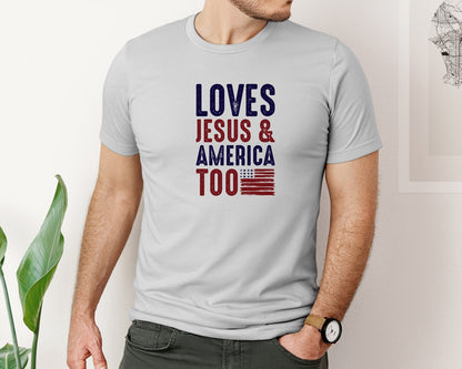 brand:Bella Canvas|color:Sports Grey / Athletic Heather|Loves Jesus And America Too Jesus Graphic T-Shirt