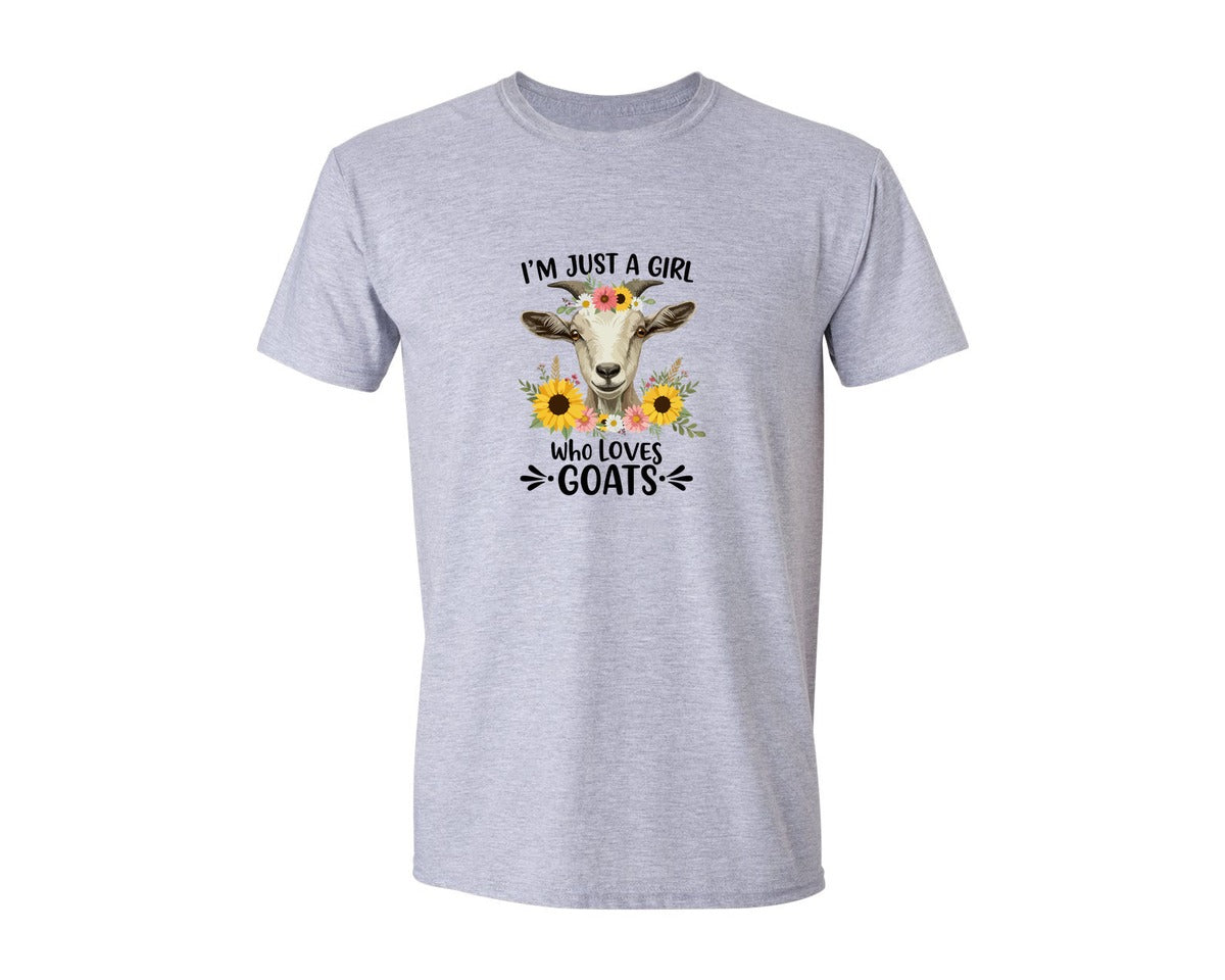 brand:Generic|color:Sports Grey / Athletic Heather|Cute Floral Goat T Shirt Design 2 Graphic T-Shirt