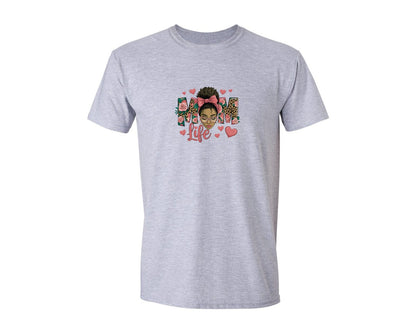 brand:Generic|color:Sports Grey / Athletic Heather|Black Women Leopard Mom Life Graphic T-Shirt