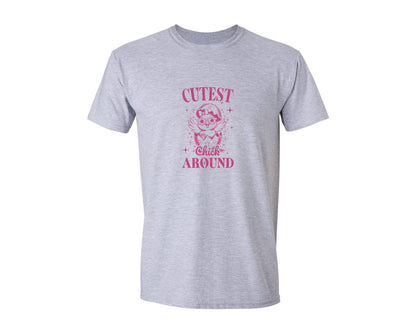 brand:Generic|color:Sports Grey / Athletic Heather|Retro Easter Cutest Chick Around Graphic T-Shirt