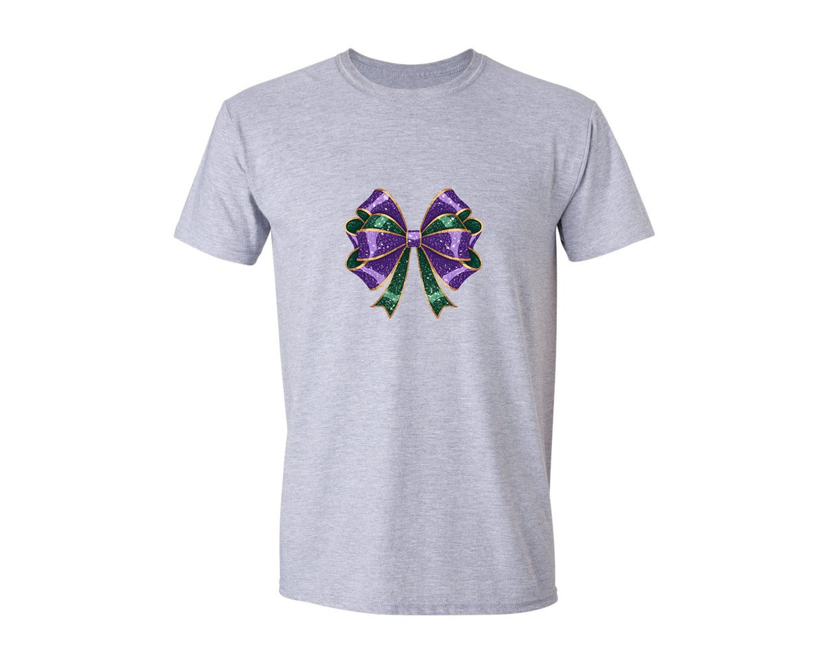 brand:Generic|color:Sports Grey / Athletic Heather|Mardi Gras Coquette Bow Mardi Gras 4 Graphic T-Shirt