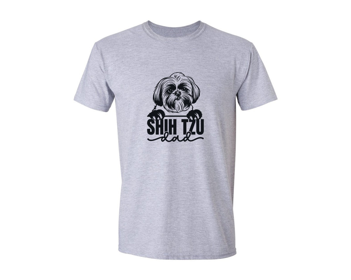 brand:Generic|color:Sports Grey / Athletic Heather|Shih Tzu Dad Svgdog Graphic T-Shirt