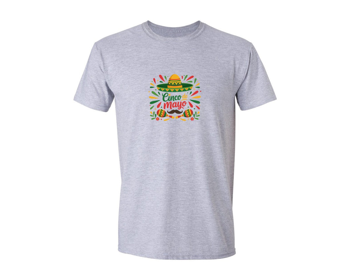 brand:Generic|color:Sports Grey / Athletic Heather|Cinco De Mayo Sombrero Graphic T-Shirt