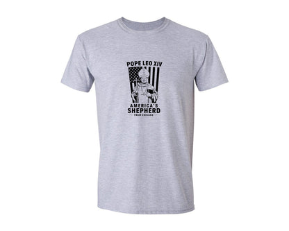 brand:Generic|color:Sports Grey / Athletic Heather|American Pope Leo Americas Shepherd Graphic T-Shirt