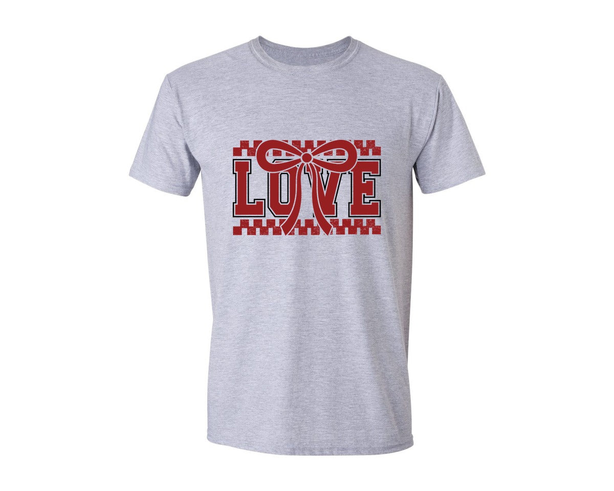 brand:Generic|color:Sports Grey / Athletic Heather|Love Valentines Retro Checked Valen Graphic T-Shirt