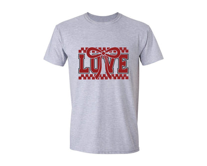 brand:Generic|color:Sports Grey / Athletic Heather|Love Valentines Retro Checked Valen Graphic T-Shirt