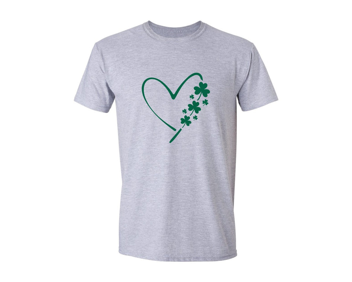 brand:Generic|color:Sports Grey / Athletic Heather|St Patricks Day Heart Clover 3 Graphic T-Shirt