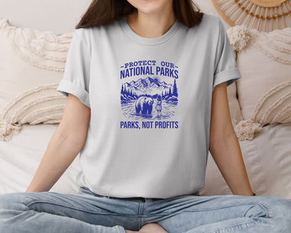brand:Bella Canvas|color:Sports Grey / Athletic Heather|Protect Our National Parks Shirt Save Graphic T-Shirt
