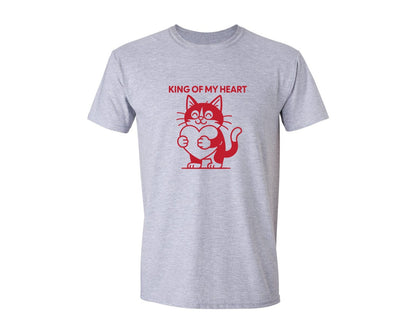 brand:Generic|color:Sports Grey / Athletic Heather|Valentine Love Cat Graphic T-Shirt