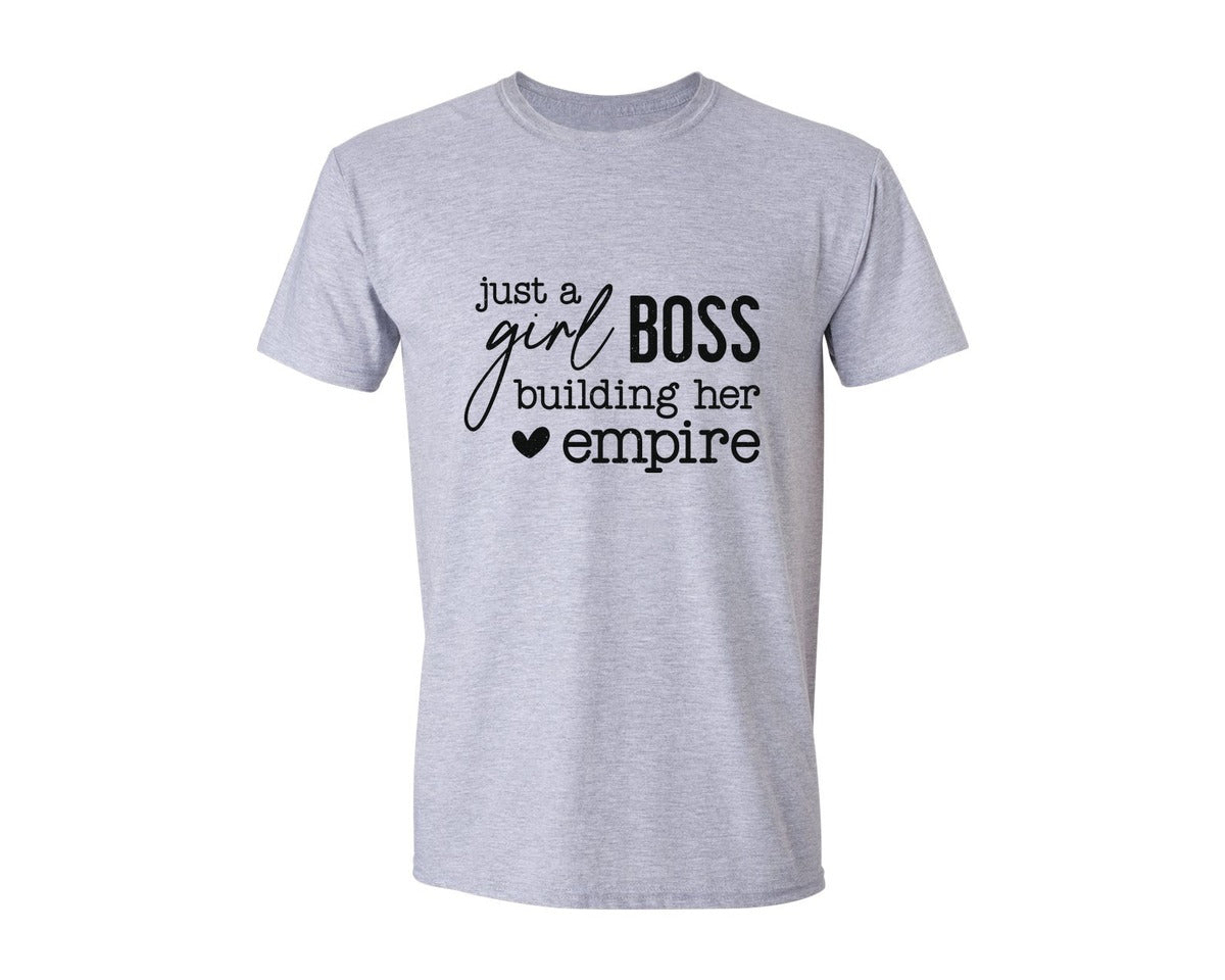brand:Generic|color:Sports Grey / Athletic Heather|Just A Girl Boss Girl Boss Graphic T-Shirt