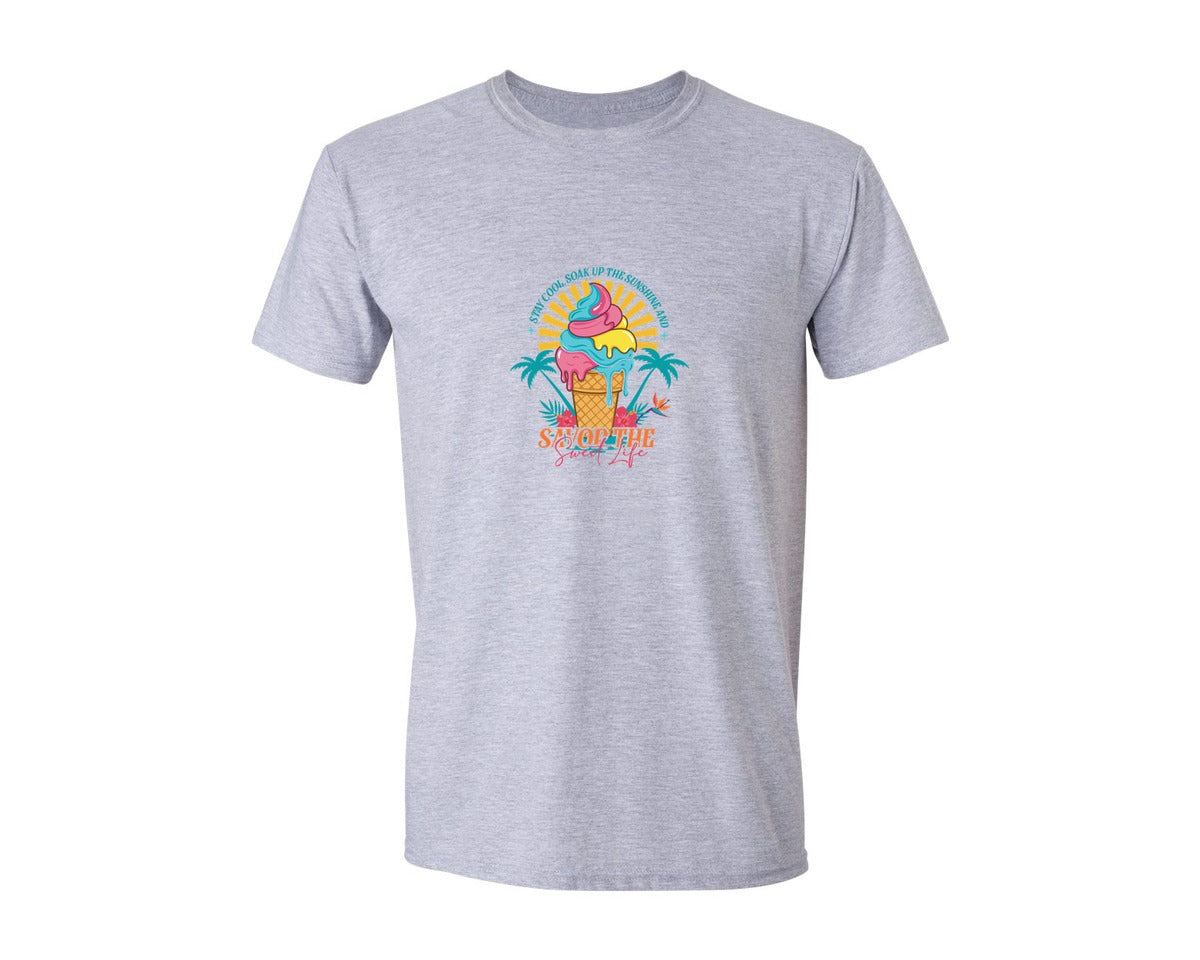 brand:Generic|color:Sports Grey / Athletic Heather|Summer Ice Cream Cone T Shirt Design Graphic T-Shirt