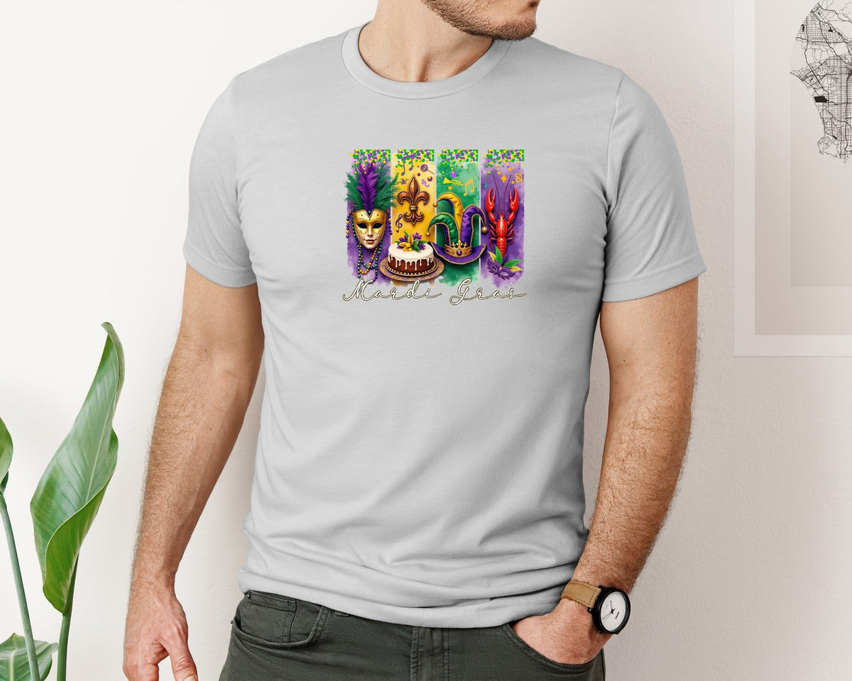 brand:Bella Canvas|color:Sports Grey / Athletic Heather|Mardi Gras Coquette 2 Graphic T-Shirt