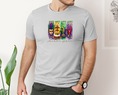 brand:Bella Canvas|color:Sports Grey / Athletic Heather|Mardi Gras Coquette 2 Graphic T-Shirt