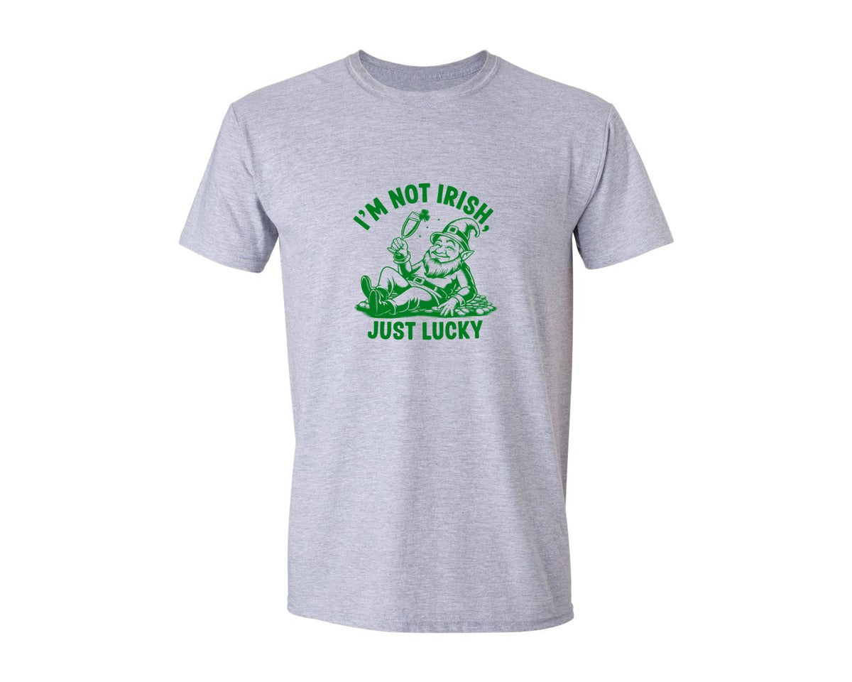 brand:Generic|color:Sports Grey / Athletic Heather|Im Not Irish Just Lucky Design Graphic T-Shirt