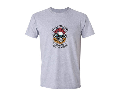 brand:Generic|color:Sports Grey / Athletic Heather|Gentle Parenting Dropout Skull Graphic T-Shirt
