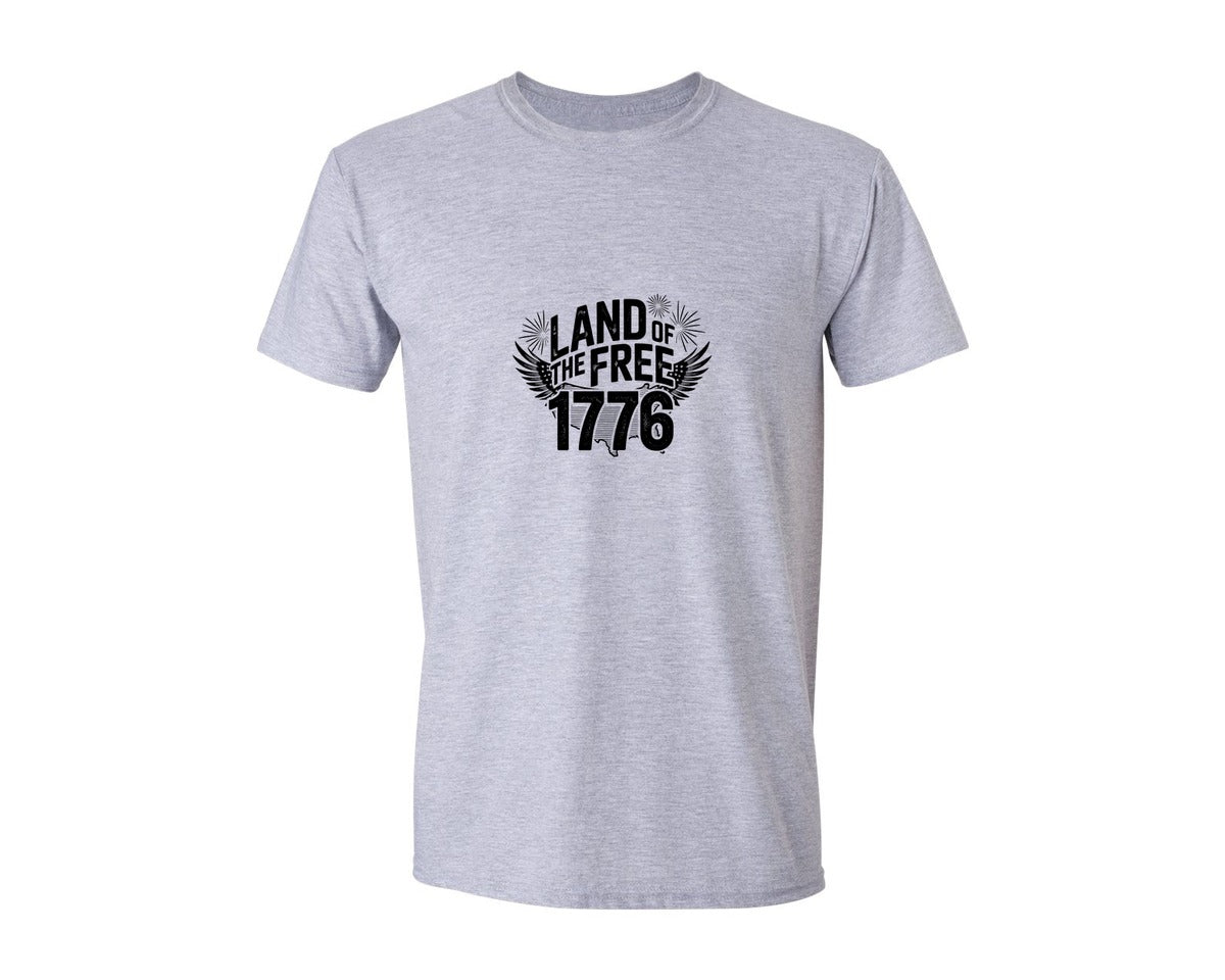 brand:Generic|color:Sports Grey / Athletic Heather|Land Of The Free 1776 4Th Of July Graphic T-Shirt