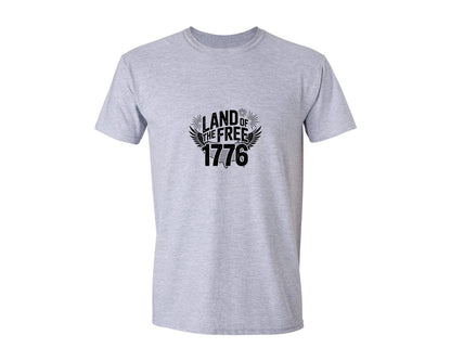brand:Generic|color:Sports Grey / Athletic Heather|Land Of The Free 1776 4Th Of July Graphic T-Shirt