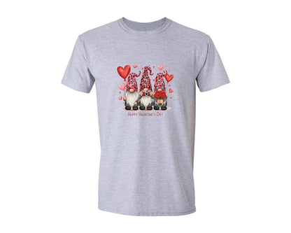 brand:Generic|color:Sports Grey / Athletic Heather|Happy Valentines Day Three Gnomes Graphic T-Shirt