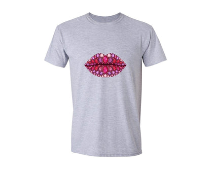 brand:Generic|color:Sports Grey / Athletic Heather|Rhinestone Kiss Be Mine Valentine 2 Graphic T-Shirt