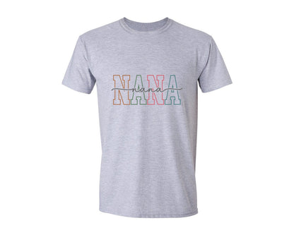 brand:Generic|color:Sports Grey / Athletic Heather|Nana Nana Grandma Varsity Design Graphic T-Shirt