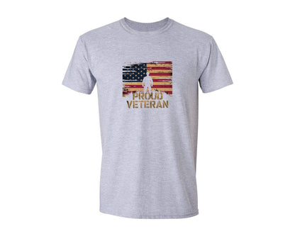 brand:Generic|color:Sports Grey / Athletic Heather|Proud Veteran American Flag Vintage Graphic T-Shirt