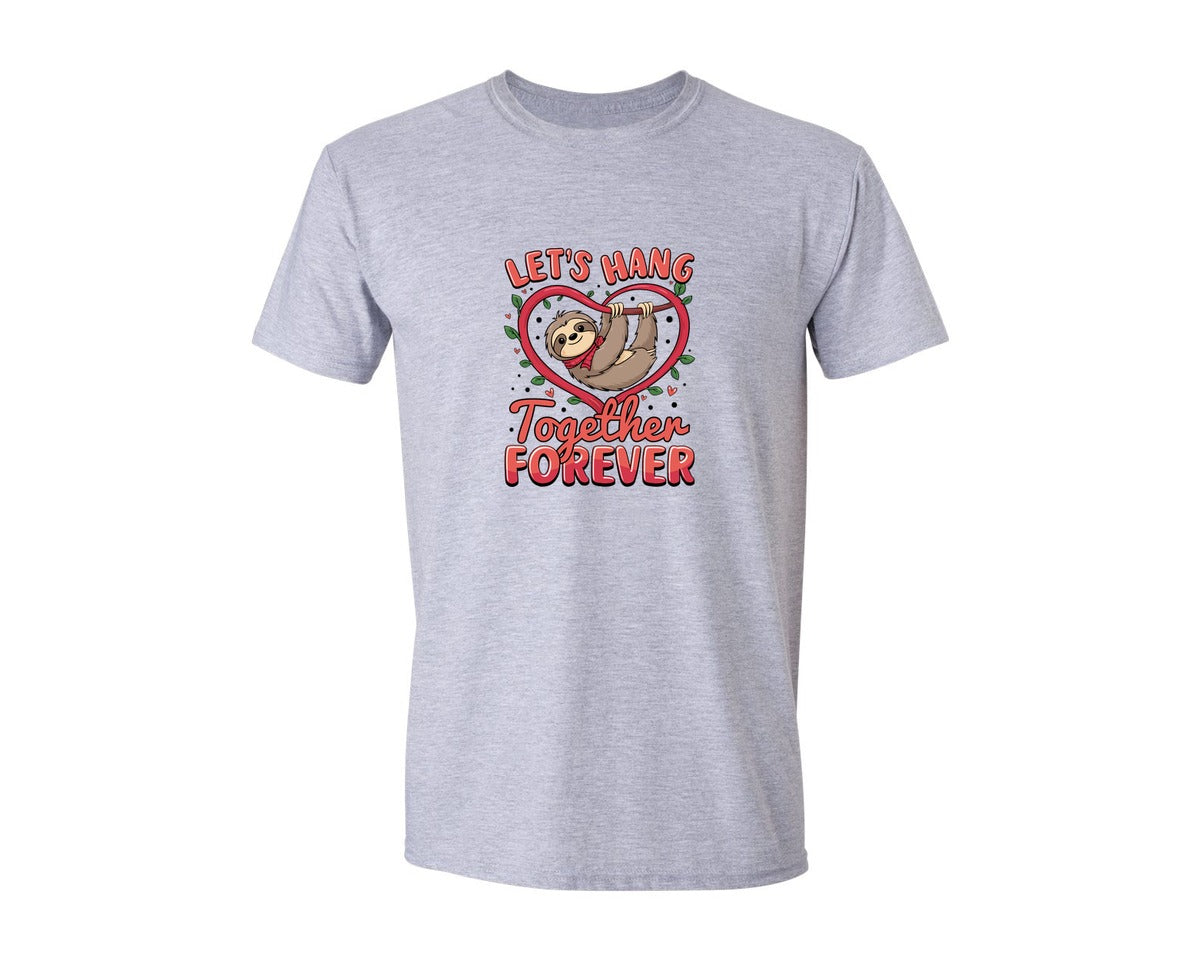 brand:Generic|color:Sports Grey / Athletic Heather|Sloth Valentines Graphic Graphic T-Shirt