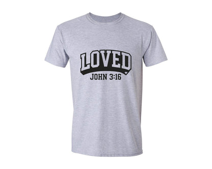 brand:Generic|color:Sports Grey / Athletic Heather|Loved John 316 Jesus Valentine 3 Graphic T-Shirt