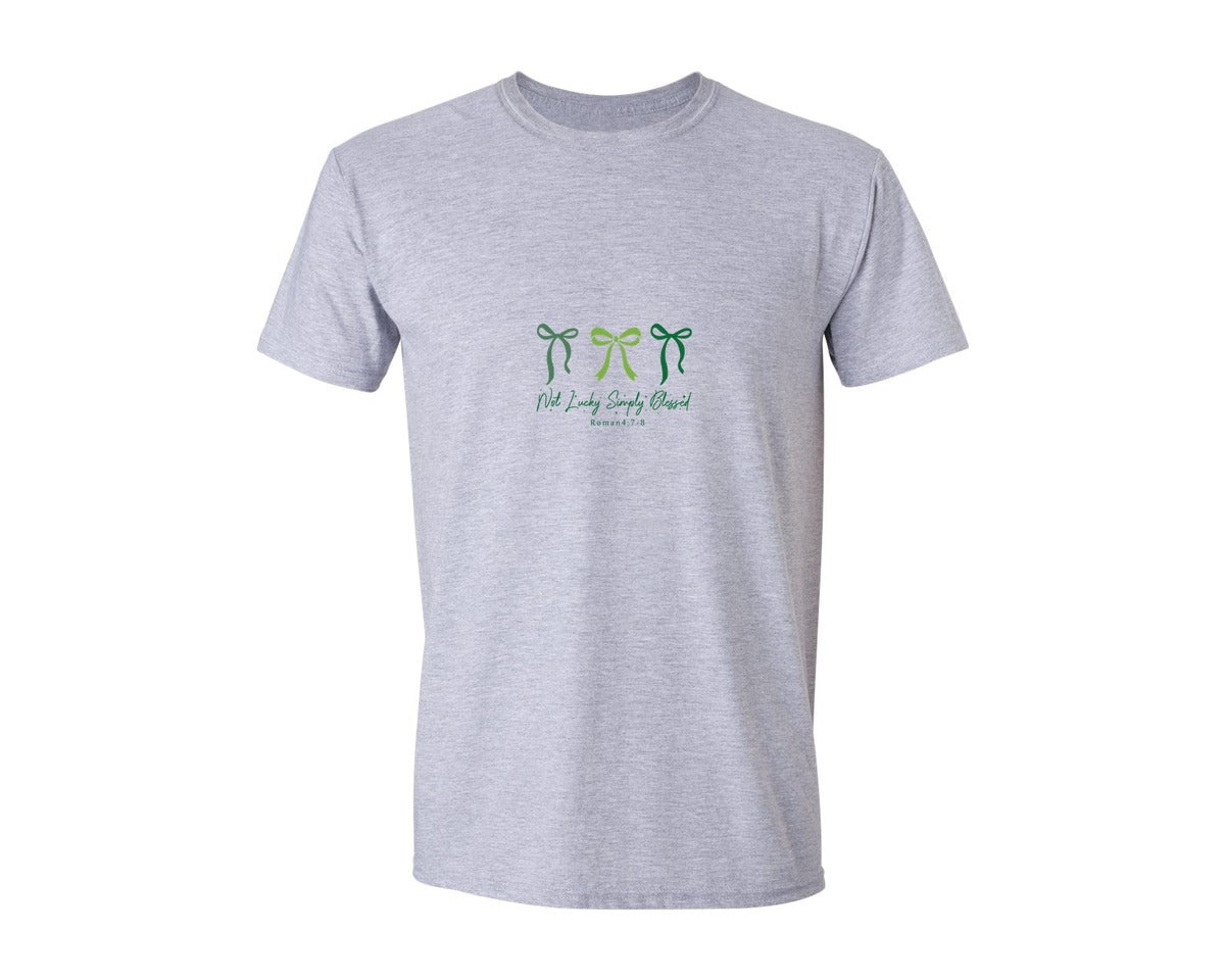 brand:Generic|color:Sports Grey / Athletic Heather|Not Lucky Simply Blessed 9 Graphic T-Shirt