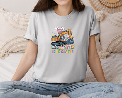 brand:Bella Canvas|color:Sports Grey / Athletic Heather|Eggs Cavator Easter Excavator 3 Graphic T-Shirt